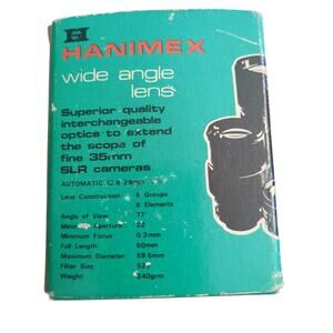 Hanimex Wide Angle Lens f2.8 28mm for 35mm SLR Automatic, In Orig Box *Untested